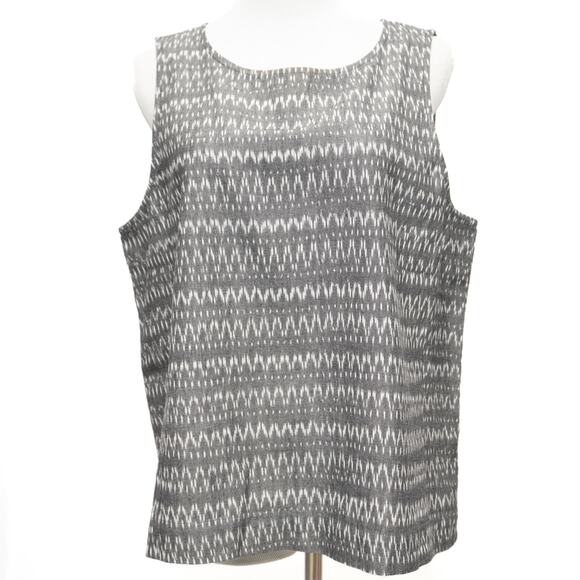 Eileen Fisher Organic Cotton Grey Ikat Printed Tank Top Size Large - Picture 1 of 10